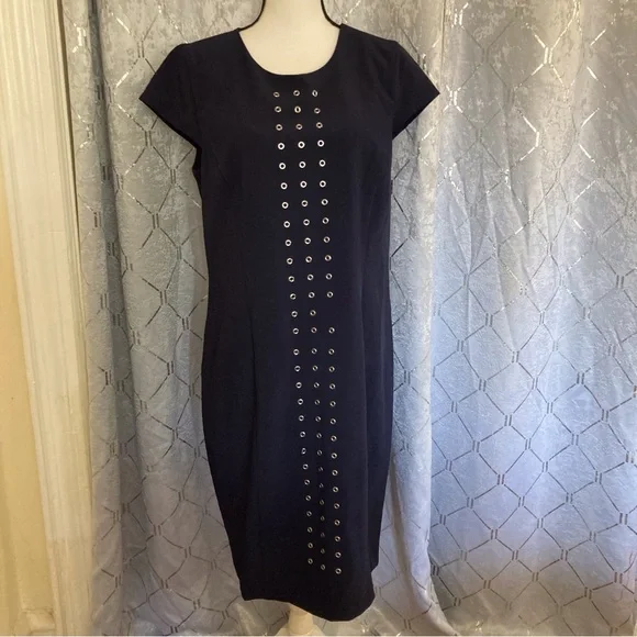 Pierri New York | Dresses | Pierri Navy Blue Cap Sleeve With Metal Eyelet  Sz 2 Dress Women | Poshmark